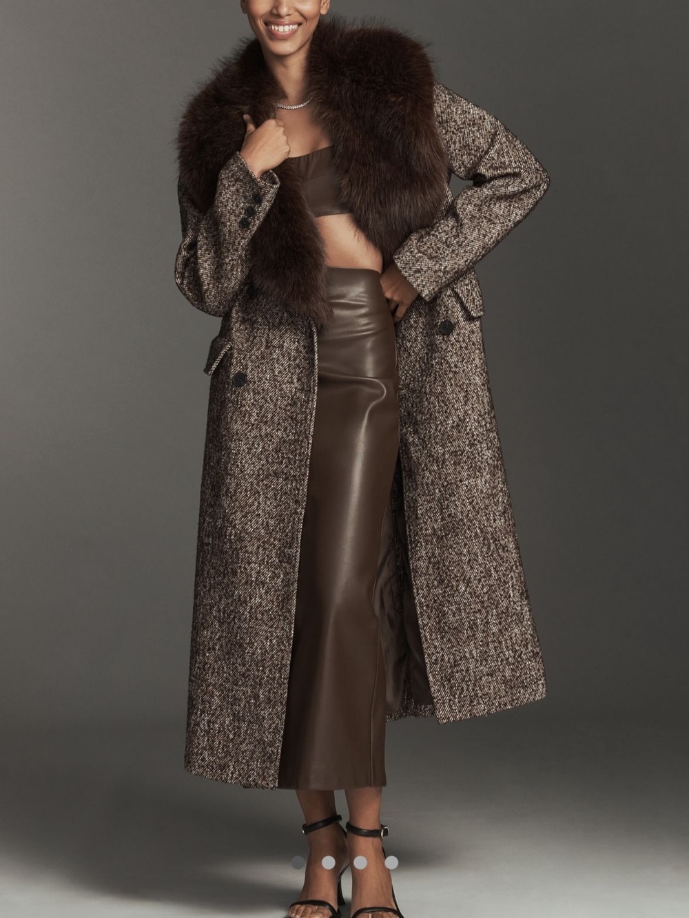 NWT Anthropologie Faux Fur Collar Wool Blend Coat